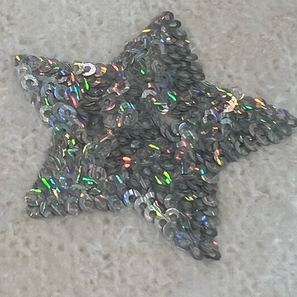 PEACH LOVE CALIFORNIA white turtleneck sequin star tunic sweater S M L - Picture 6 of 6